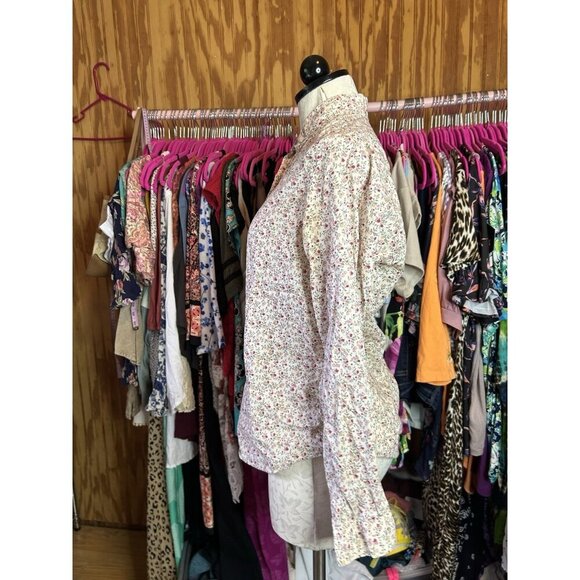 Vtg LL Bean Long Sleeve Button Down Floral Shirt Size 10 Maine USA Cotton - Picture 5 of 8